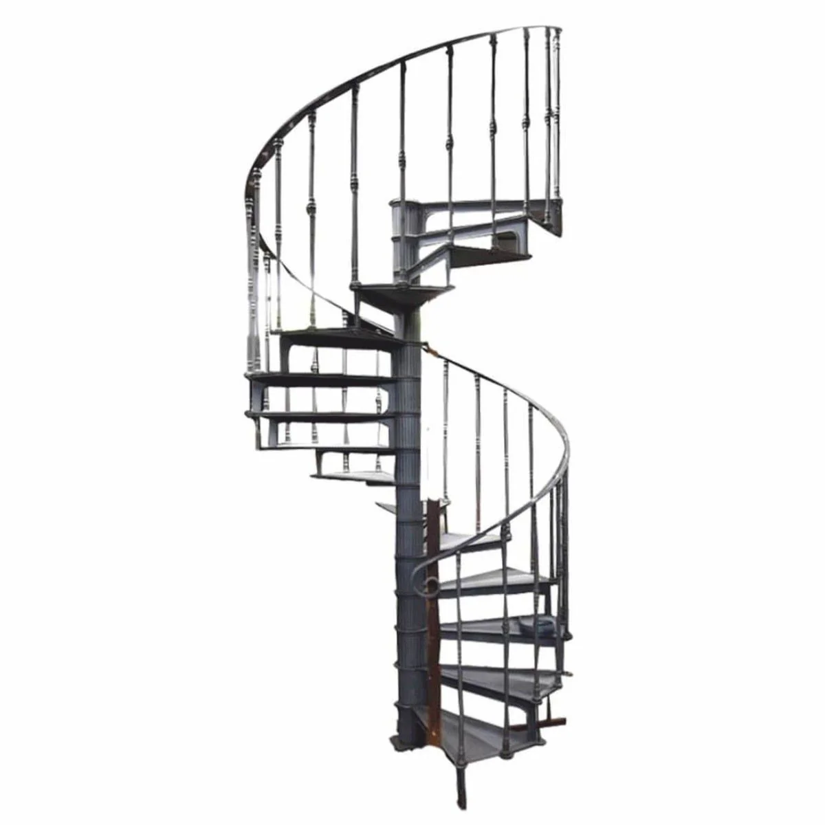 Cast iron spiral staircase with railing right side gray H. 289 cm - Rustic spiral staircase