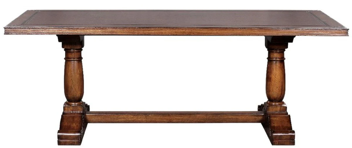 Luxury country house style dining table brown 210 x 102 x H. 77 cm - Rustic solid wood kitchen table - Rustic country house style solid wood dining room furniture