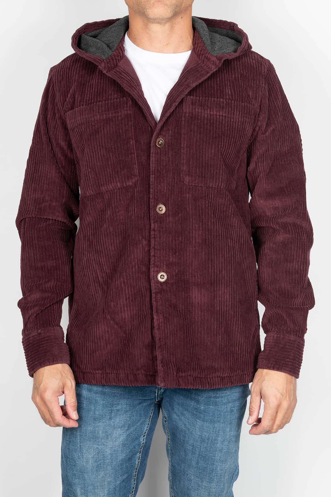 Burgunderrotes Cord-Überhemd „Koike“ von Rivera-Spain