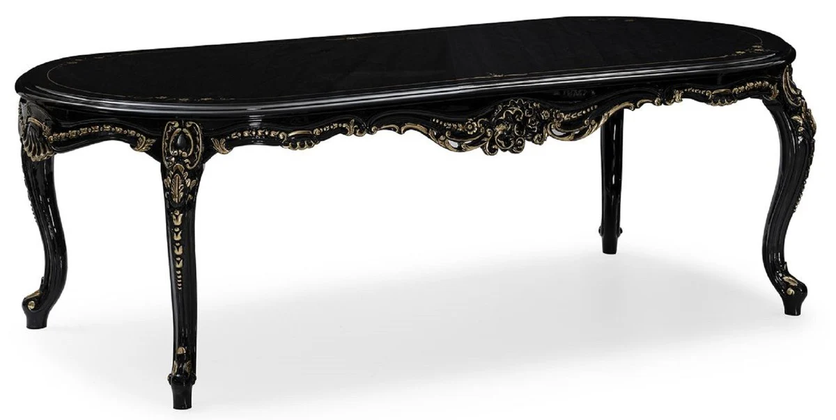 Luxury baroque dining table black / gold - magnificent baroque style kitchen table - luxury dining room furniture in baroque style - baroque dining room furniture - baroque furnishings
