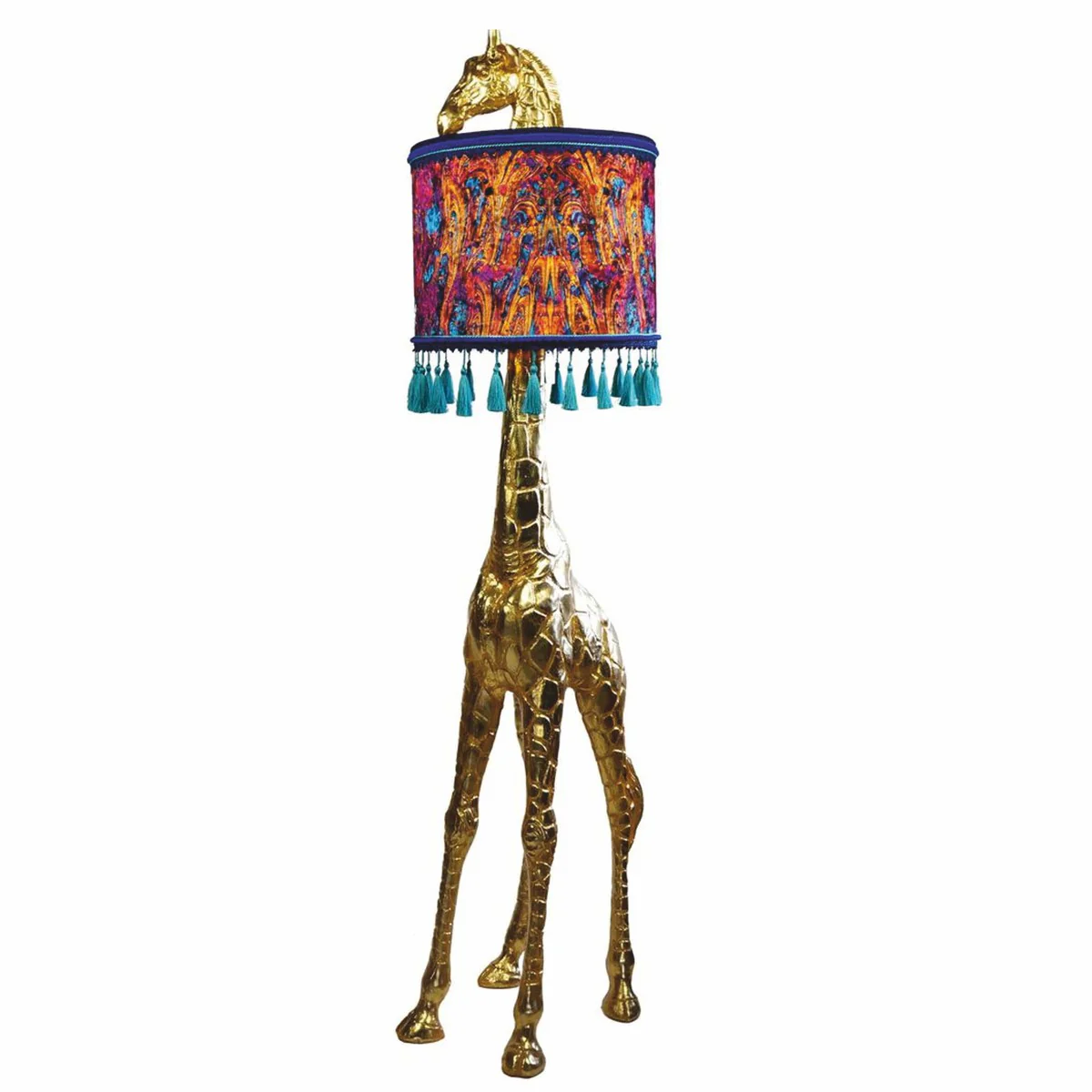 Luxury floor lamp Giraffe with lampshade gold / colorful H. 171 cm