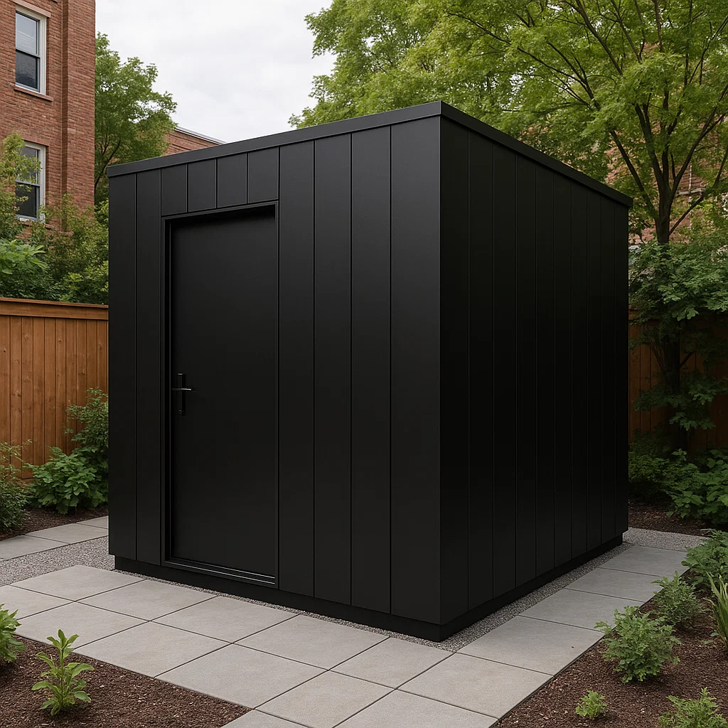 Gartenhaus aus schwarzem Stahl für den Außenbereich, 210 x 180 x 225 cm RDgUMYE194NP