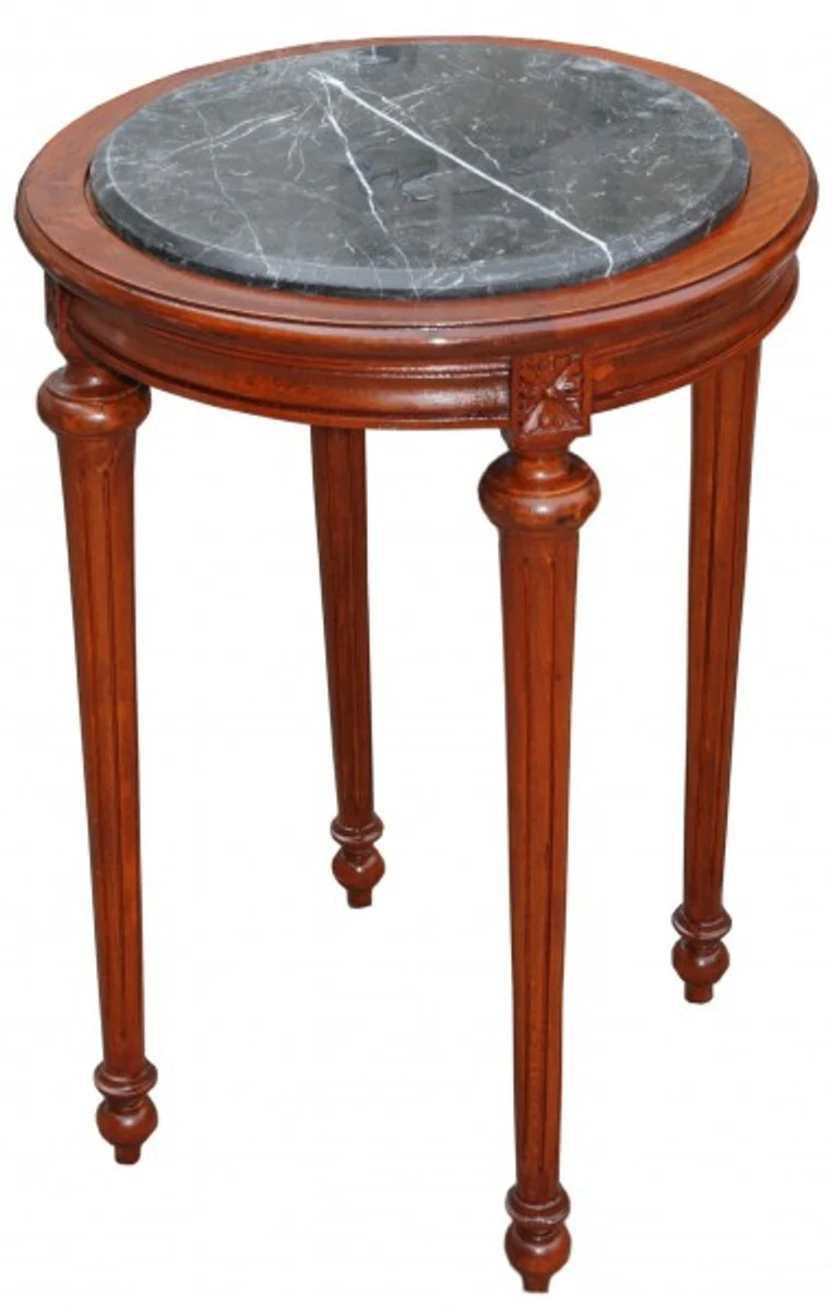Baroque side table round brown/black marble top ModY23 72 x 49 cm antique style
