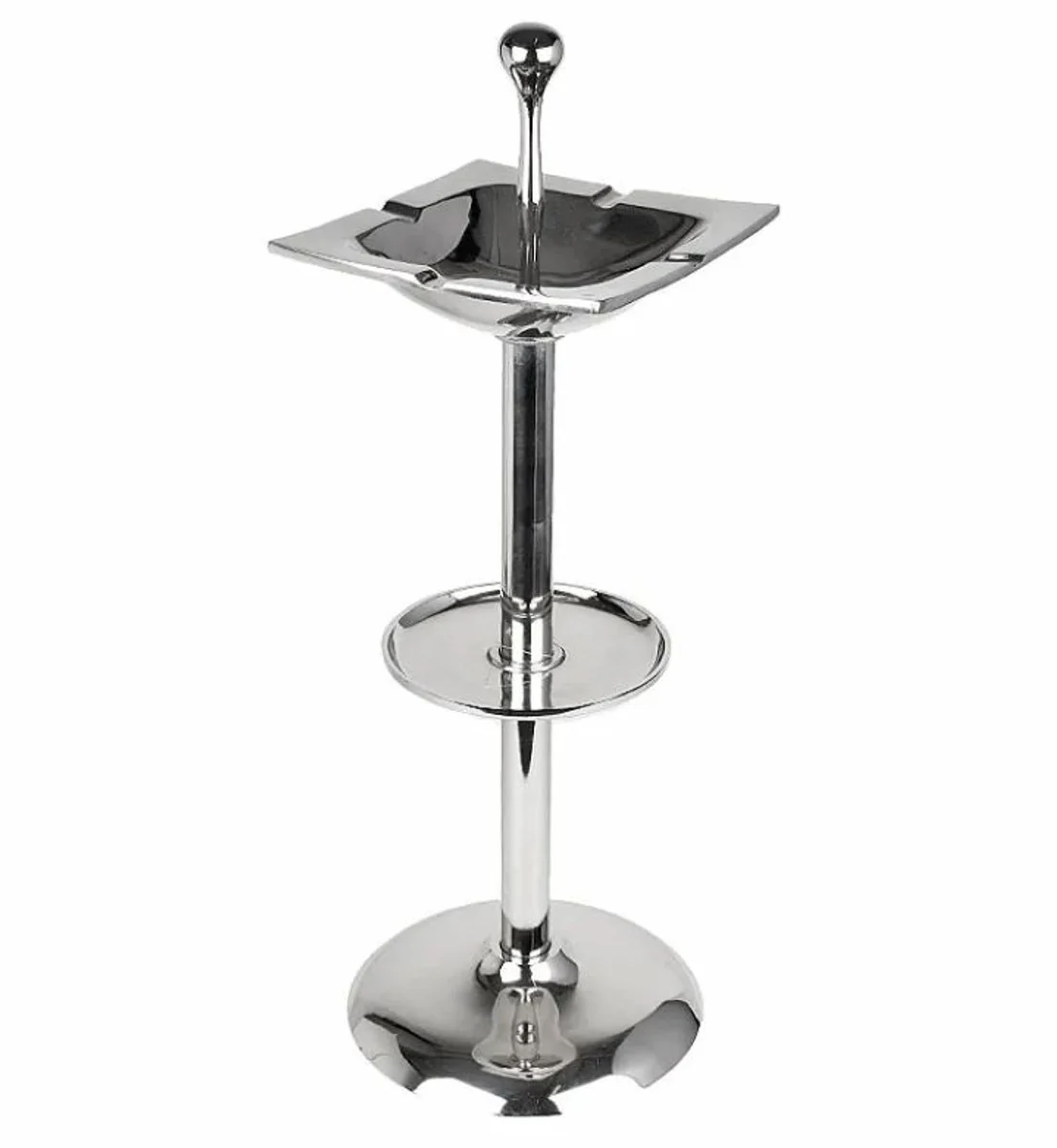 Stand Aschenbecher Silber 28x25x76cm - Eckiger Aluminium Aschenbecher mit Ständer - Deko Accessoires