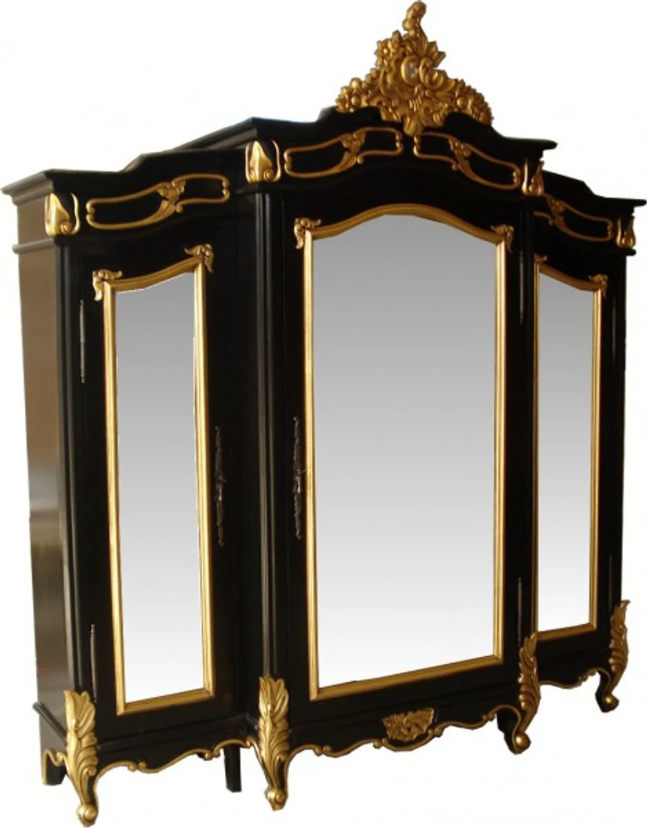 Baroque Wardrobe Black / Gold - Bedroom Wardrobe in Baroque Style - Handcrafted Baroque Bedroom Furniture
