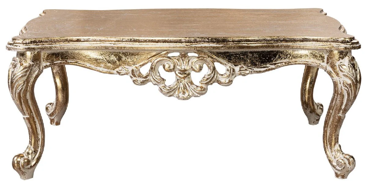 Luxury Baroque Coffee Table Antique Gold - Rectangular Baroque Style Living Room Table - Baroque Style Living Room Furniture - Baroque Furniture - Luxury Furniture in Baroque Style - Noble & Magnificent