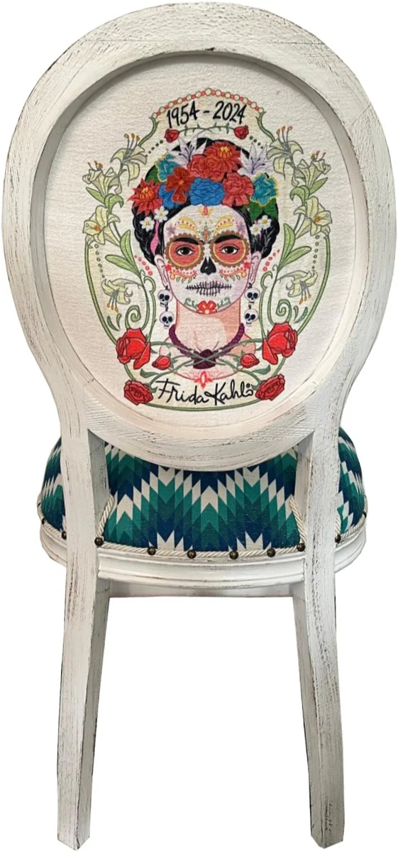 Frida Kahlo by Luxury Baroque Dining Chair Green / White / Colorful / Antique White