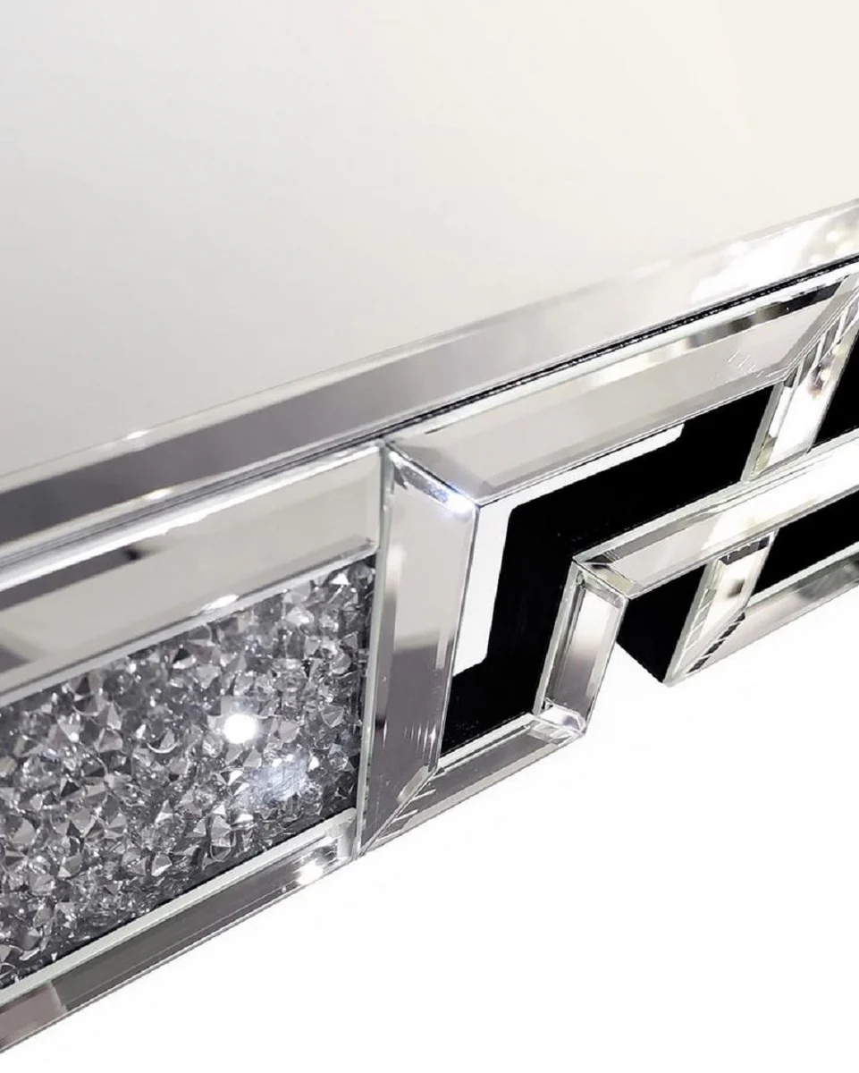 Designer crystal wall mirror 80 x 3 x H. 120 cm - Rectangular mirror with decorative glass crystals - Living room mirror - Bedroom mirror - Cloakroom mirror - Luxury furniture