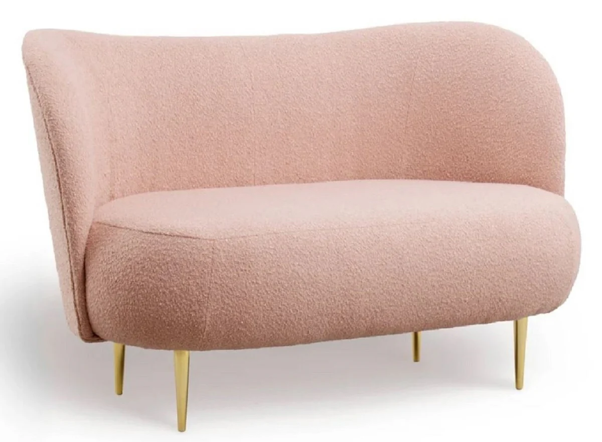 Luxury living room set pink / gold - 2 luxury sofas with curved backrest & 2 luxury armchairs with curved backrest - living room furniture - luxury furniture - luxury furnishings