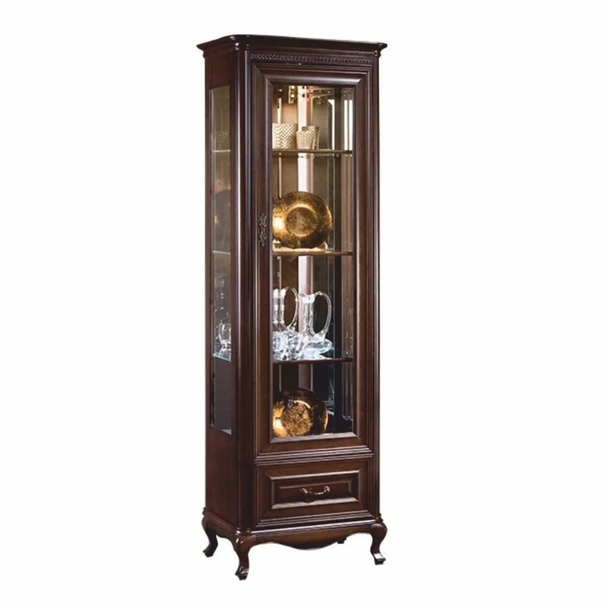 Luxus Barock Vitrine Dunkelbraun 66,2 x H. 206,6 cm - Barock Möbel