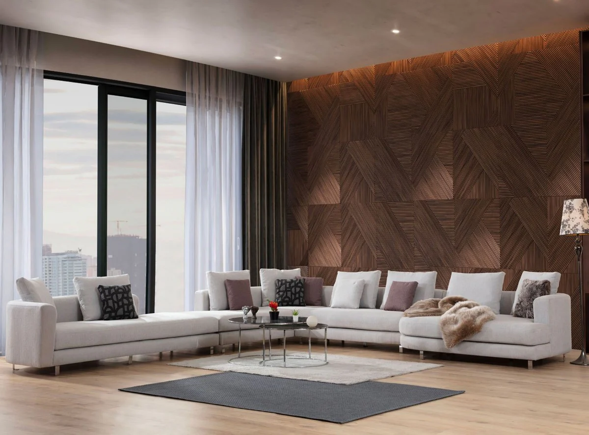 Luxury corner sofa gray / silver 424 x 430 x H. 90 cm - Living room sofa - Living room furniture - Luxury furniture - Luxury living room furnishings