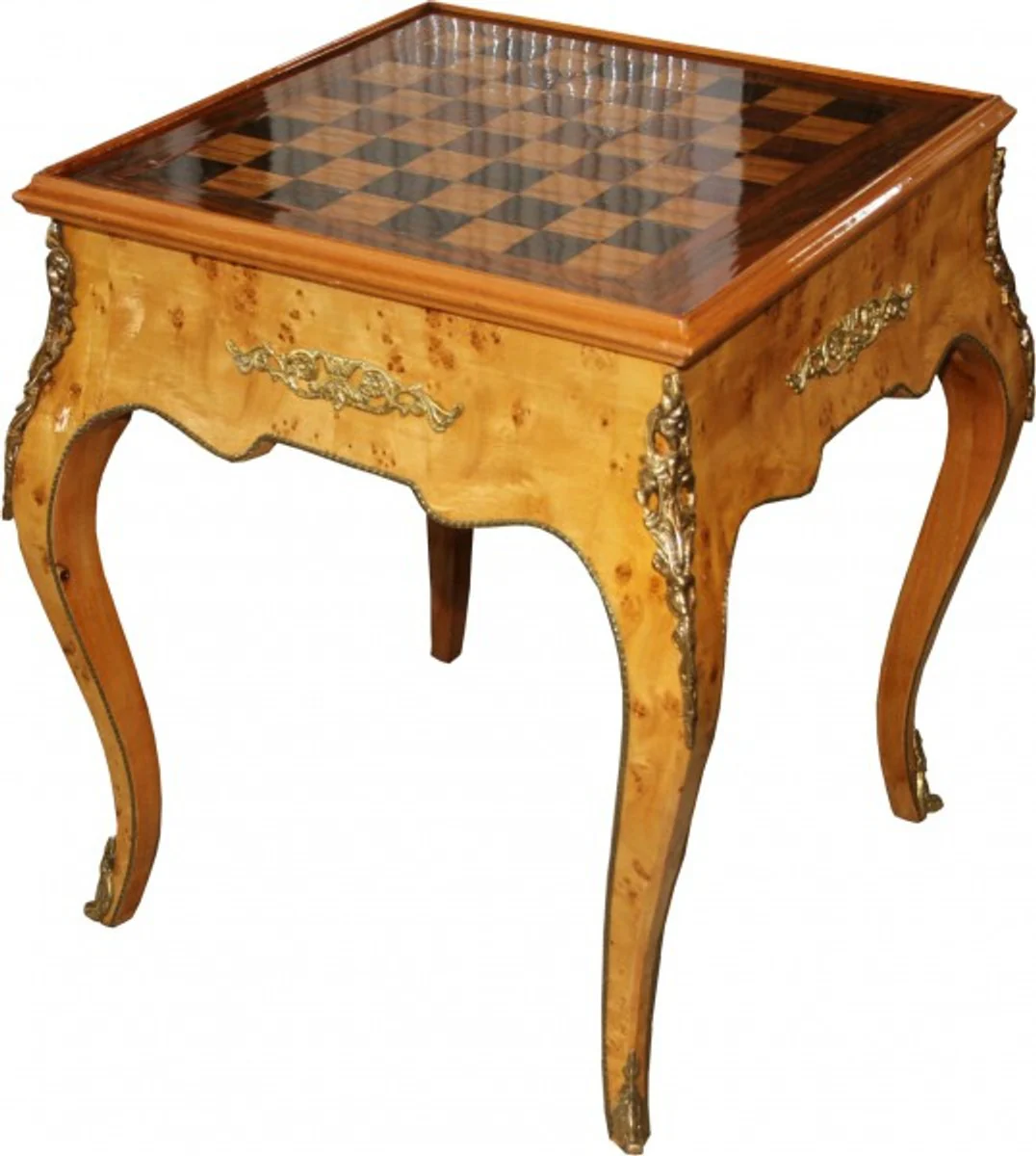 Baroque game table chess / backgammon table mahogany L 60 x W 60 x H 71 cm - furniture antique style baroque
