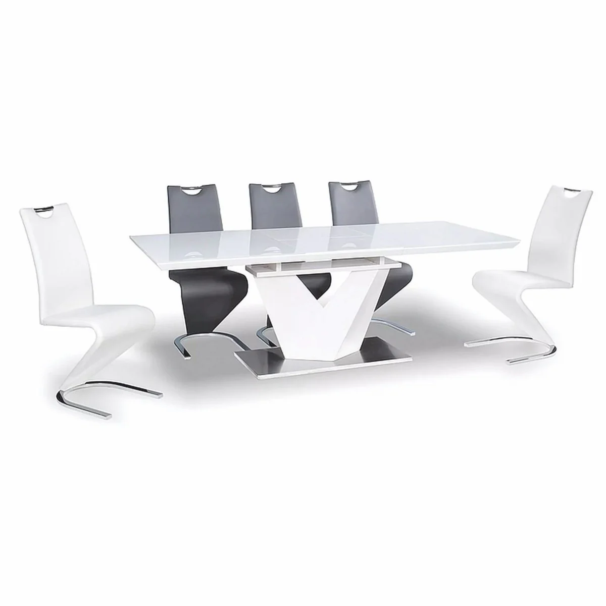 Designer dining table white / silver 160-220 cm - extendable kitchen table