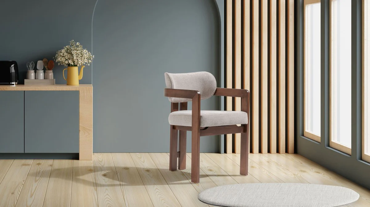 Luxury dining room chair with armrests gray / dark brown H. 80 cm