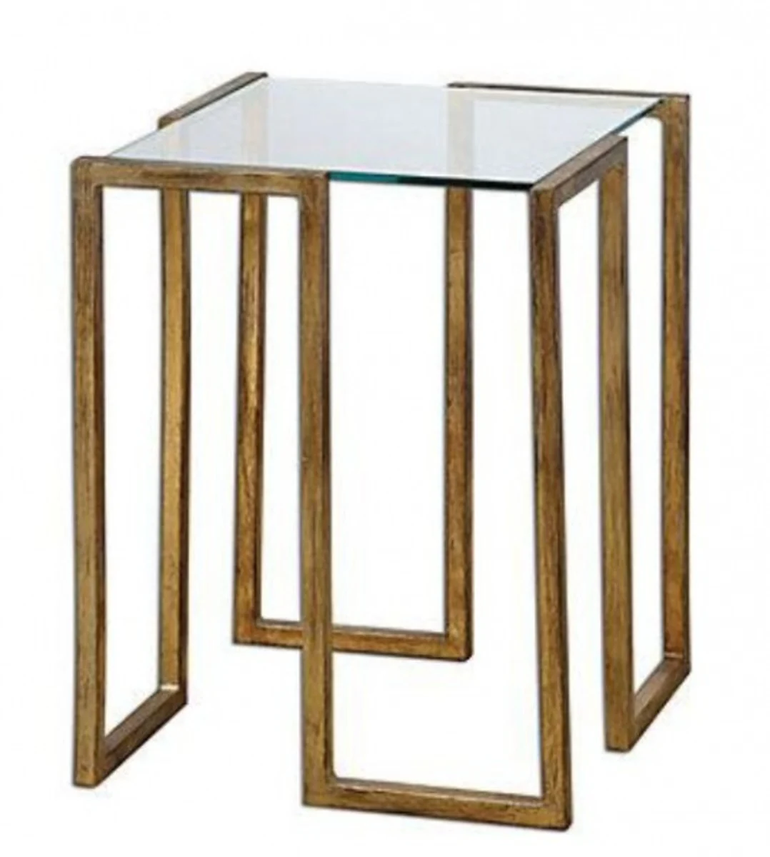 Luxus Beistelltisch Messing Vincent Gold Finish / Glas 46 x 46 x H 66 cm - Hotel Collection