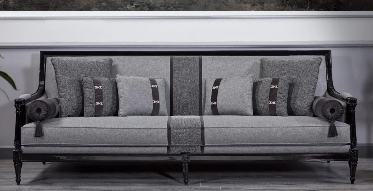 Luxury Baroque Sofa Gray / Black - Magnificent Living Room Sofa - Baroque Style Living Room Furniture - Luxury Furniture in Baroque Style - Baroque Furnishings - Noble & Magnificent