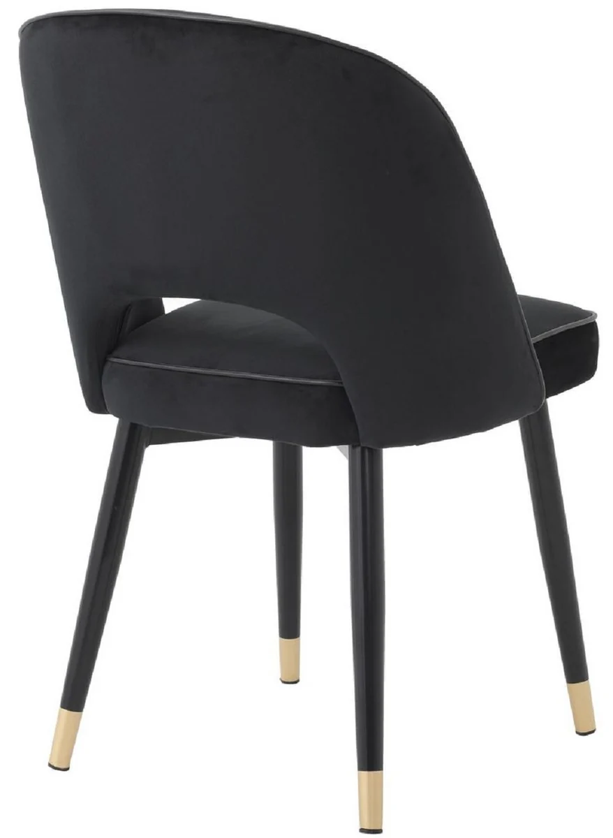Luxury dining room chair set black / brass 53 x 56 x H. 84 cm - Dining room chairs with elegant velvet fabric - Dining room furniture