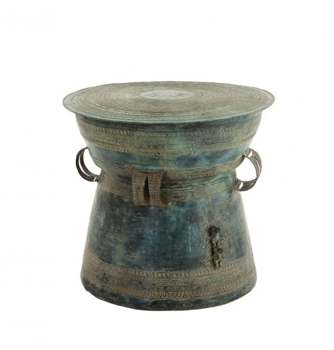 Luxury Art Deco designer brass side table antique green 59 x H. 52 cm - Luxury side table