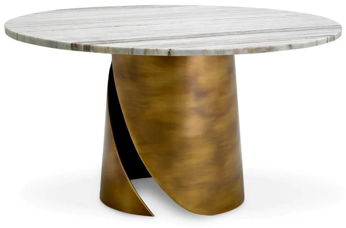 Luxury coffee table with marble top white / vintage brass Ø 79.5 cm