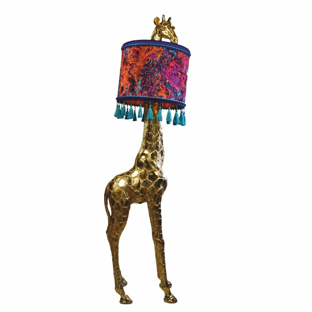 Luxury floor lamp Giraffe with lampshade gold / colorful H. 171 cm