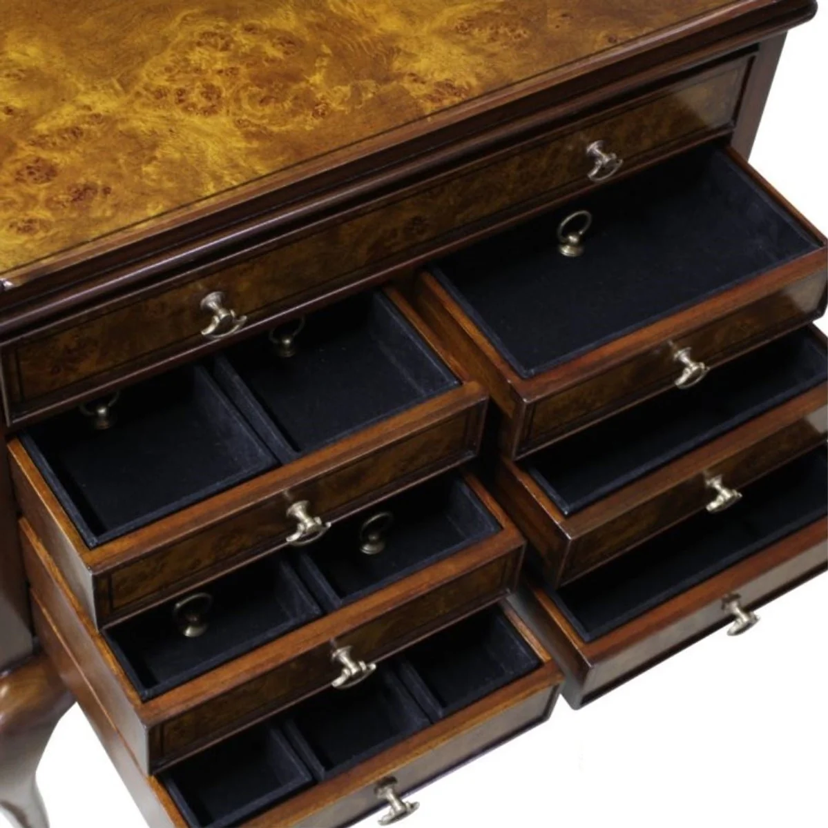 Luxury Art Nouveau jewelry chest of drawers brown / dark brown 61 x 35 x H. 72 cm - jewelry cabinet with 7 drawers