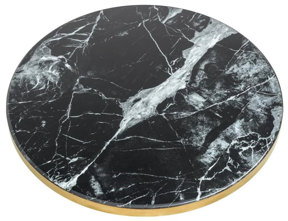 Luxury side table black / brass Ø 55 x H. 52.5 cm - Luxury Collection