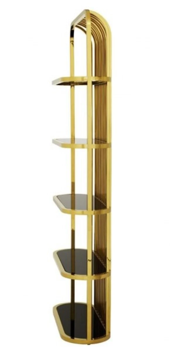 Luxury shelf cabinet gold with black glass - luxury collection