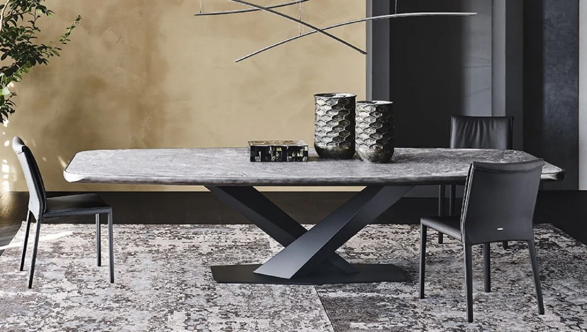 Luxury dining table black 300 x 128 x H. 73 cm - Dining room table with high-quality ceramic table top - Modern dining room furniture - Luxury quality - Made in Italy