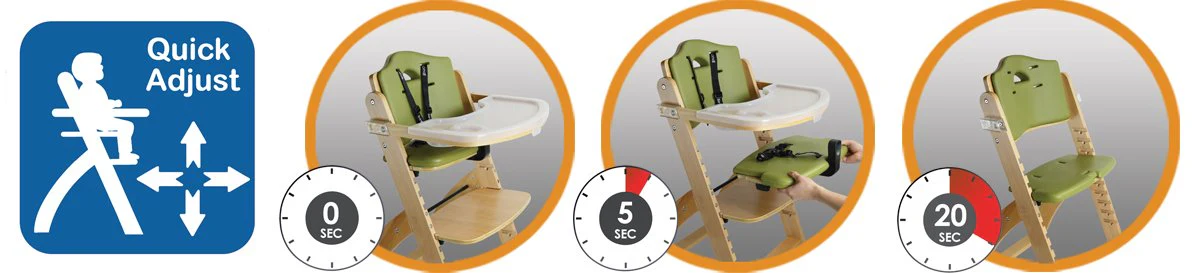 Hochstühle aus Holz für Babys und Kleinkinder. 3-in-1 verstellbarer Hochstuhl mit abnehmbarem Tablett, leicht zu reinigen, tragbar. 6 Months up to 250 Lb. Kissen aus Naturholz/Olivenholz