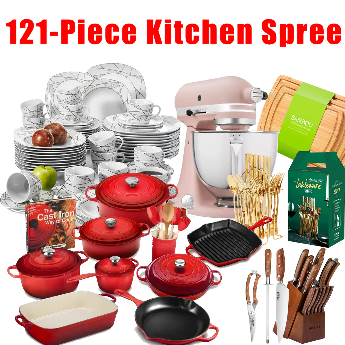 Zeitlich begrenzte Aktion, 121-teiliges Kitchen Spree-Angebot, das alle Bedürfnisse der Küche erfüllt