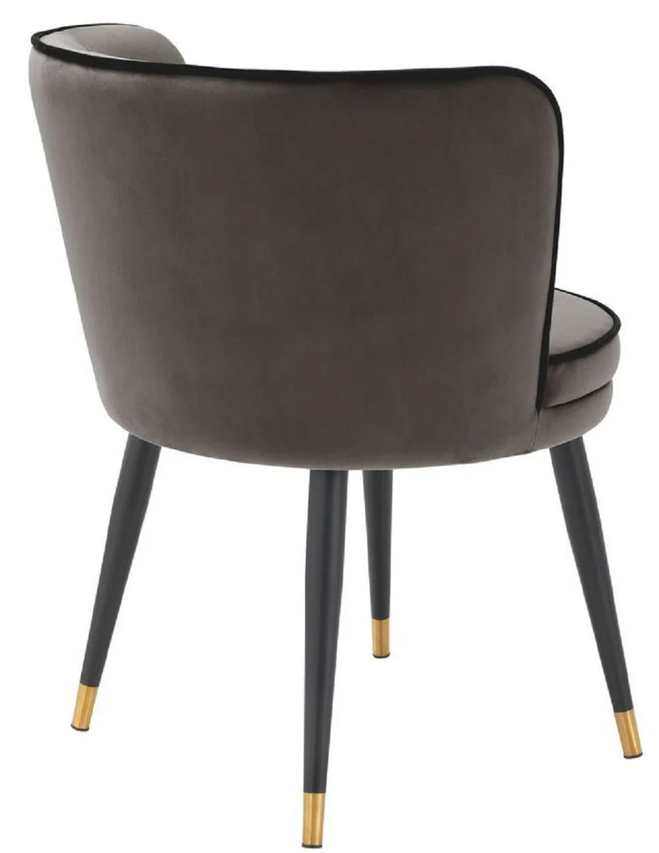 Luxury velvet dining chair with armrests dark gray / black / brass 62 x 62 x H. 76 cm - Swivel kitchen chair - Swivel chair - Vintage retro chair - Dining room furniture