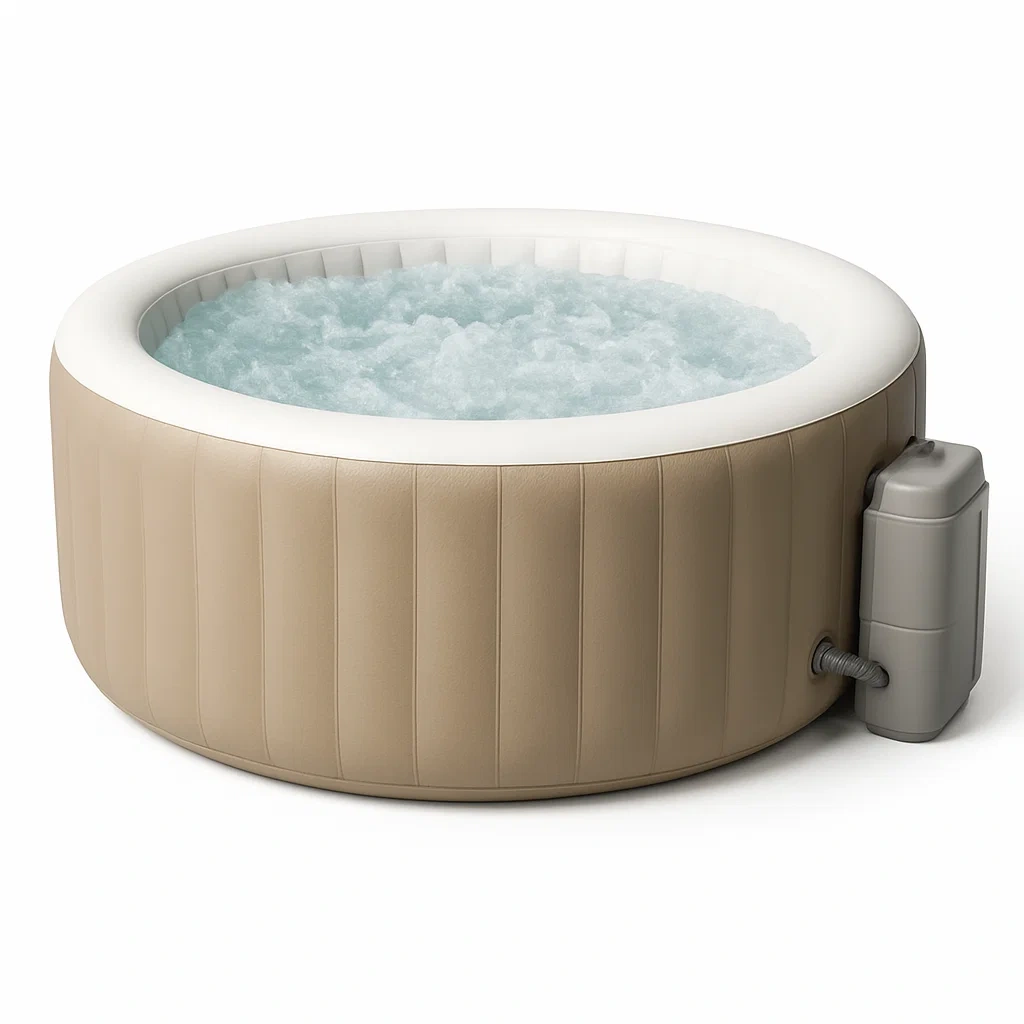 Aufblasbarer Whirlpool 196x196x71 cm 4 Personen rund beige/weiß ZLdAmCF367en