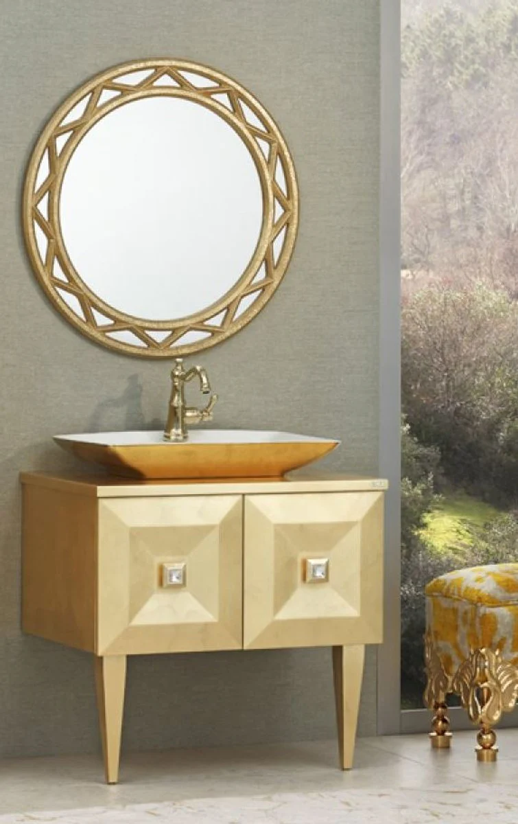 Luxury Baroque Bathroom Set Gold - Vanity Unit with Sink and Wall Mirror - Noble & Magnificent - Luxury Quality