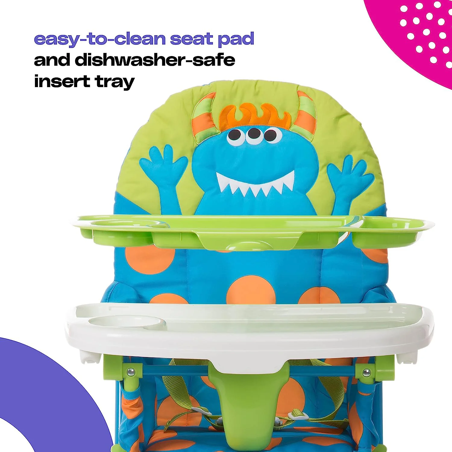 Simple Fold Deluxe Hochstuhl mit 3-Positionen-Tablett (Monster Syd)