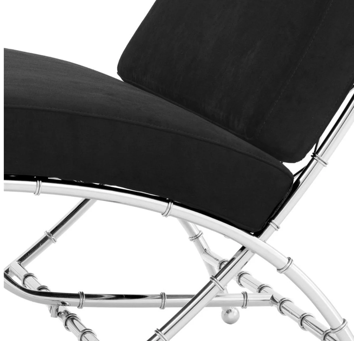 Luxury folding chair silver / black 75 x 81.5 x H. 92 cm - luxury furniture