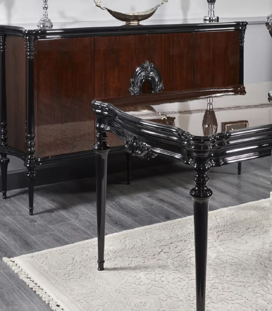 Luxury Baroque Dining Room Set Silver Gray / Black - 1 Baroque Dining Table & 6 Baroque Dining Chairs