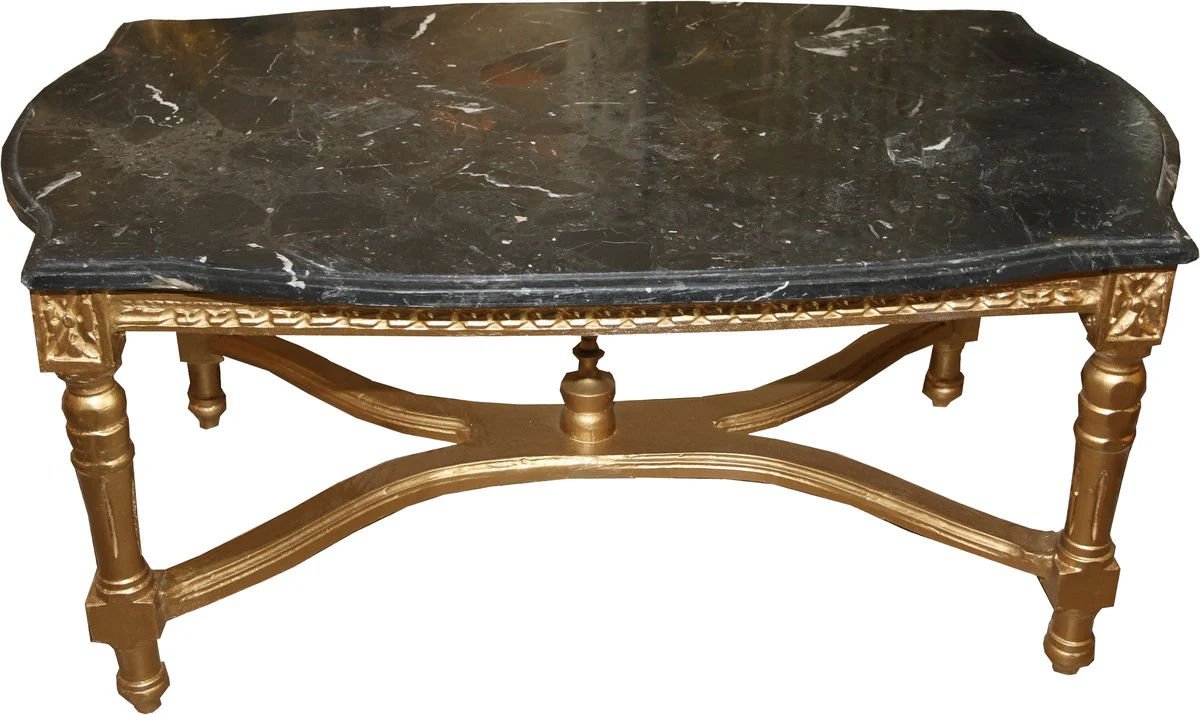 Baroque antique coffee table gold with black marble top 96 x 58.5 cm - Limited Edition - antique look