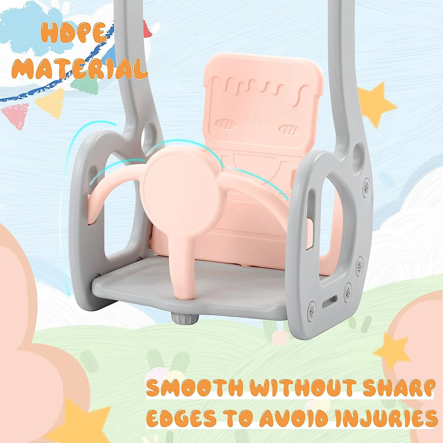 Merax 4-in-1-Rutsche für Kleinkinder, Indoor-Rutsche und Schaukel-Set für Kinder, freistehende Outdoor-Rutsche mit Basketballkorb (grüne Schaukelrutsche)