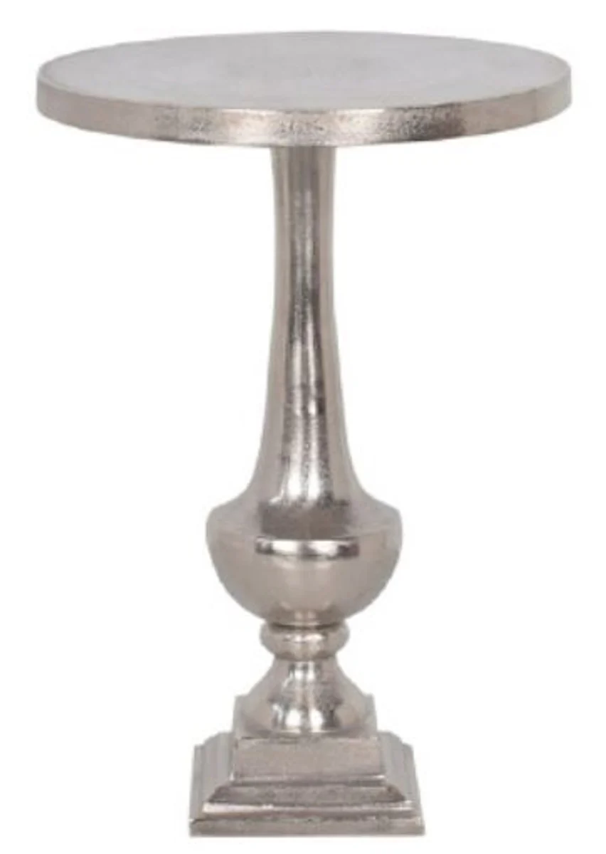 Baroque style side table silver Ø 39 x H. 55 cm - Round aluminum table