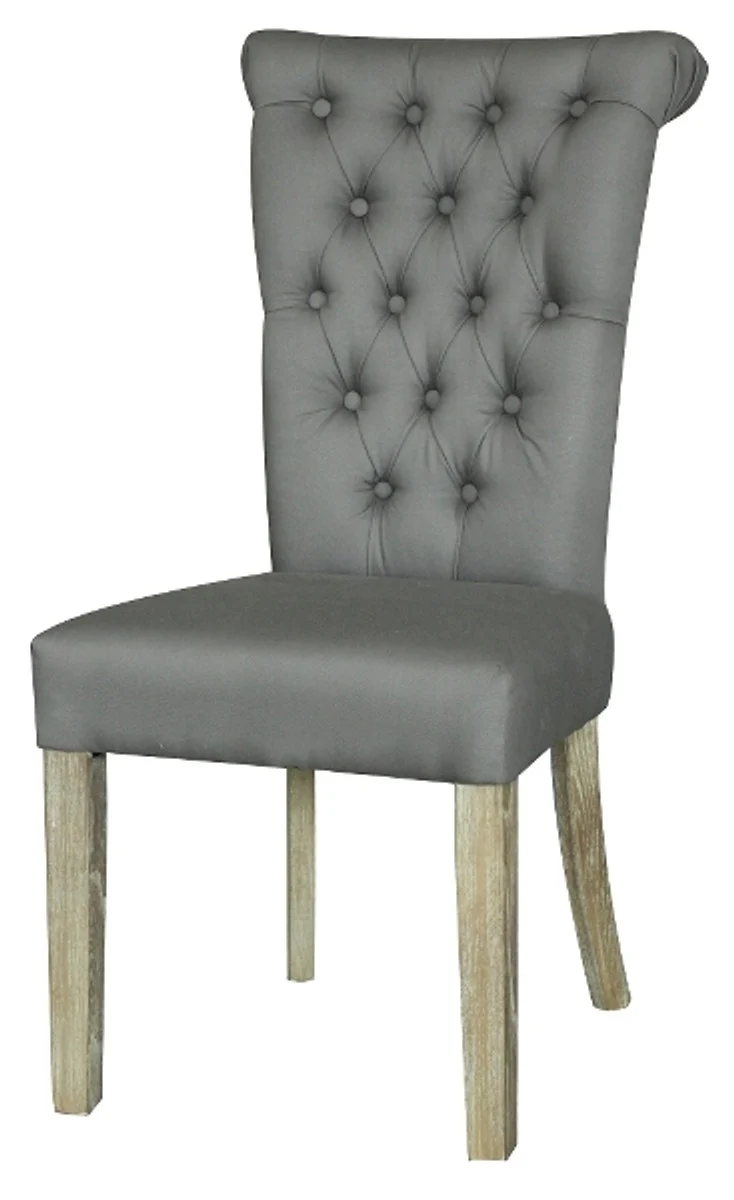 Chesterfield dining chair frost gray 51 x 66 x H. 100 cm - Luxury dining room furniture