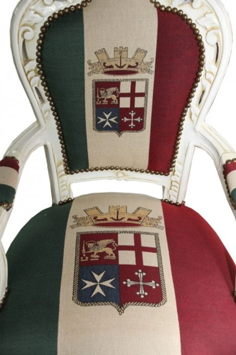 Baroque dining room with armrests Italy / cream antique style