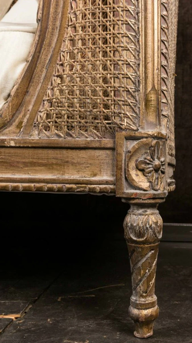 Luxury baroque sofa with cushions brown / ivory 187 x 89 x H. 103 cm - handmade sofa in antique style - living room furniture