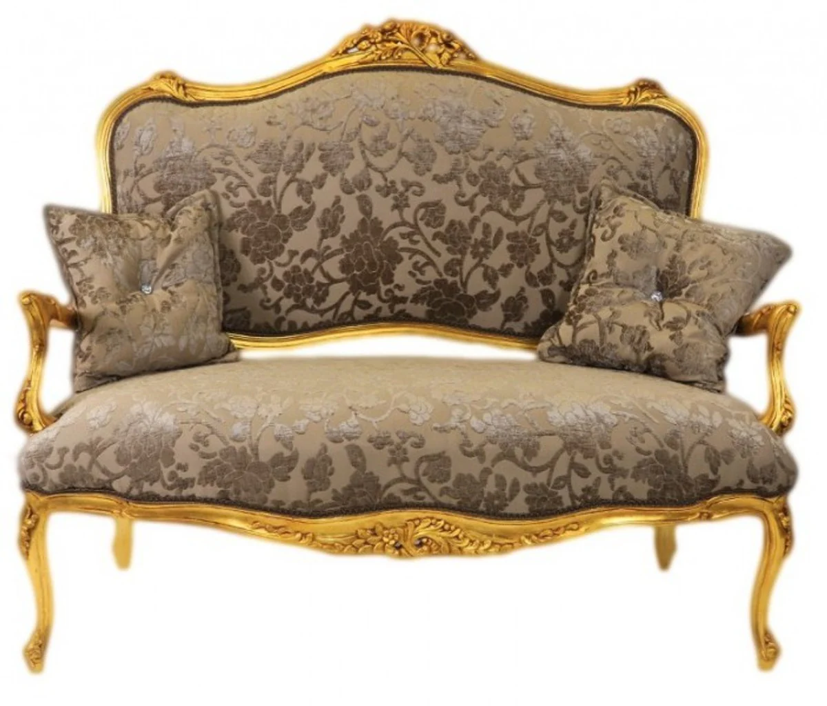 Baroque Sofa Gray-Khaki Pattern / Gold - Italian Style - Baroque Furniture