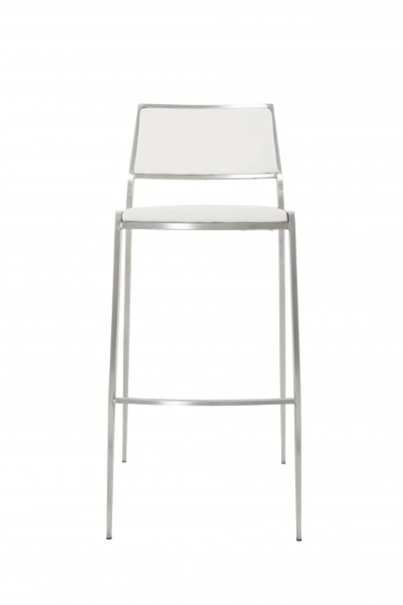 Luxury designer bar chair white with backrest, bar stool, upholstered - bar stool