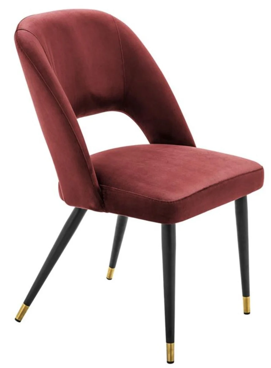 Luxury dining room chair Bordeaux red / black 52 x 58 x H. 85 cm - Luxury dining room furniture