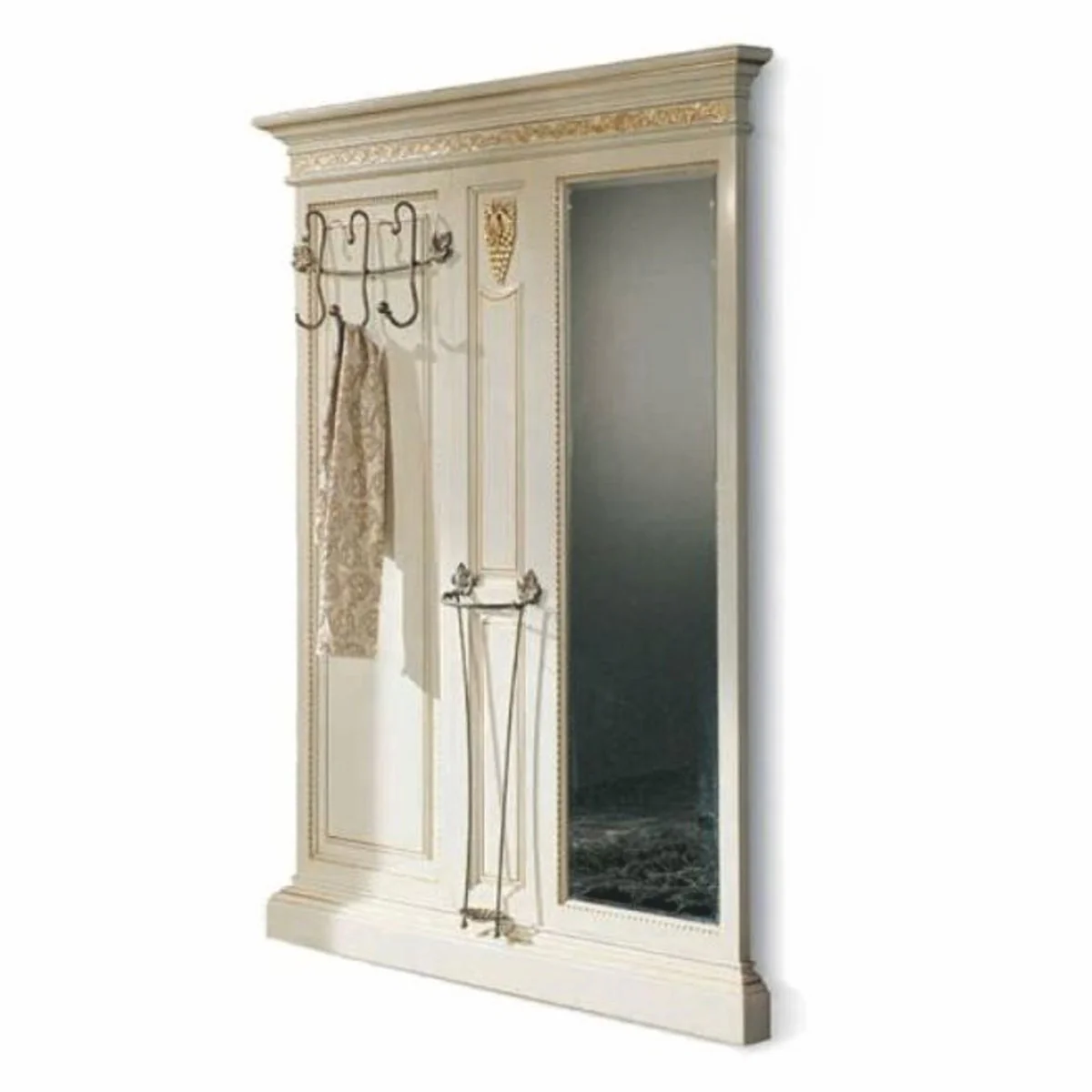 Luxury baroque wardrobe with mirror white / gold 161 x H. 213 cm - Made in Italy