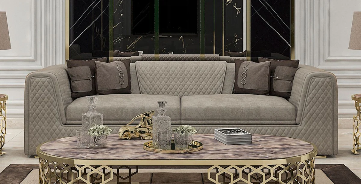 Luxury Living Room & Hotel Sofa Gray / Gold 260 cm