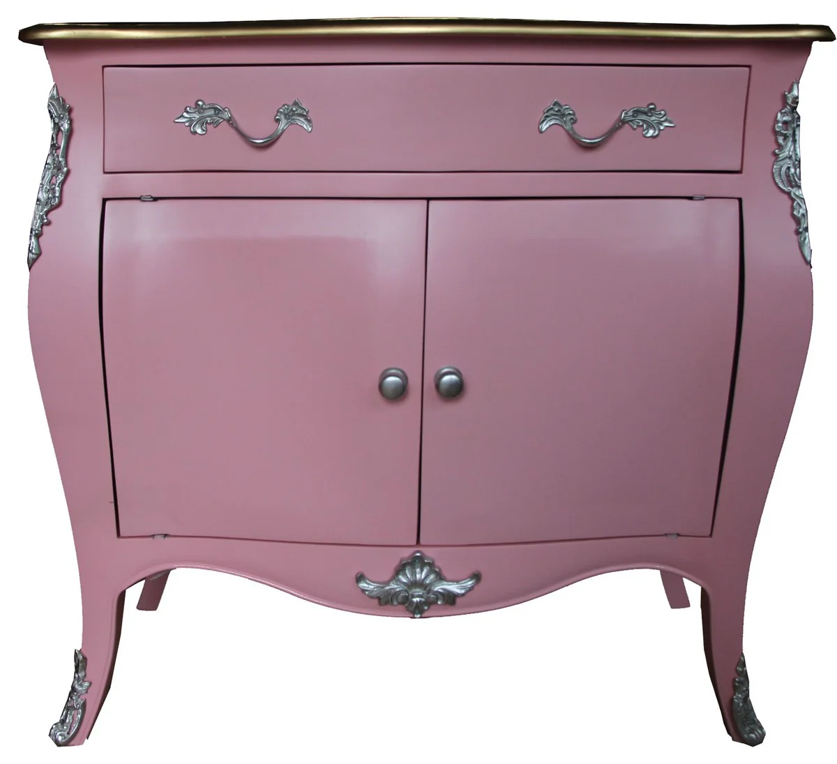 Baroque chest of drawers pink / brown with one drawer and 2 doors H. 88 cm - handmade from solid wood - limited edition