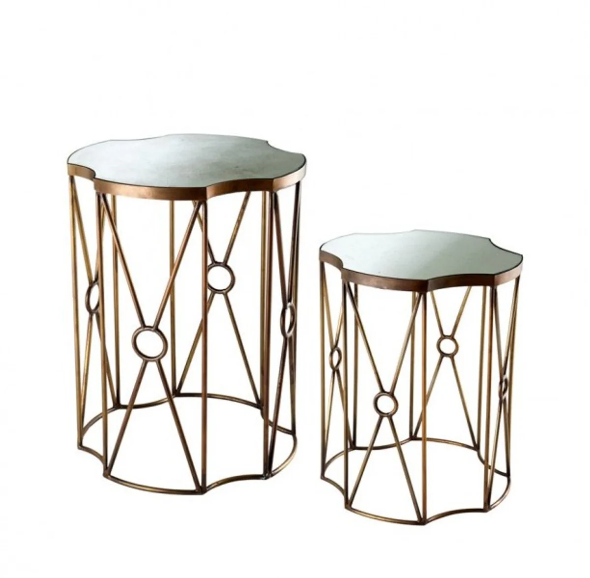 Luxury Art Deco Designer Side Table Set of 2 Antique Brass - Hotel Table Furniture