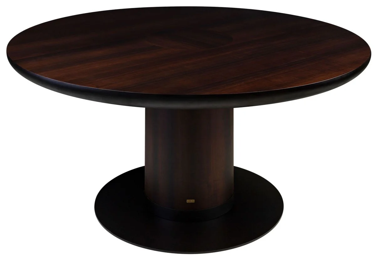 Luxury eucalyptus veneer dining table dark brown Ø 150 x H. 76 cm - Round kitchen table - Solid wood dining room table - Luxury dining room furniture